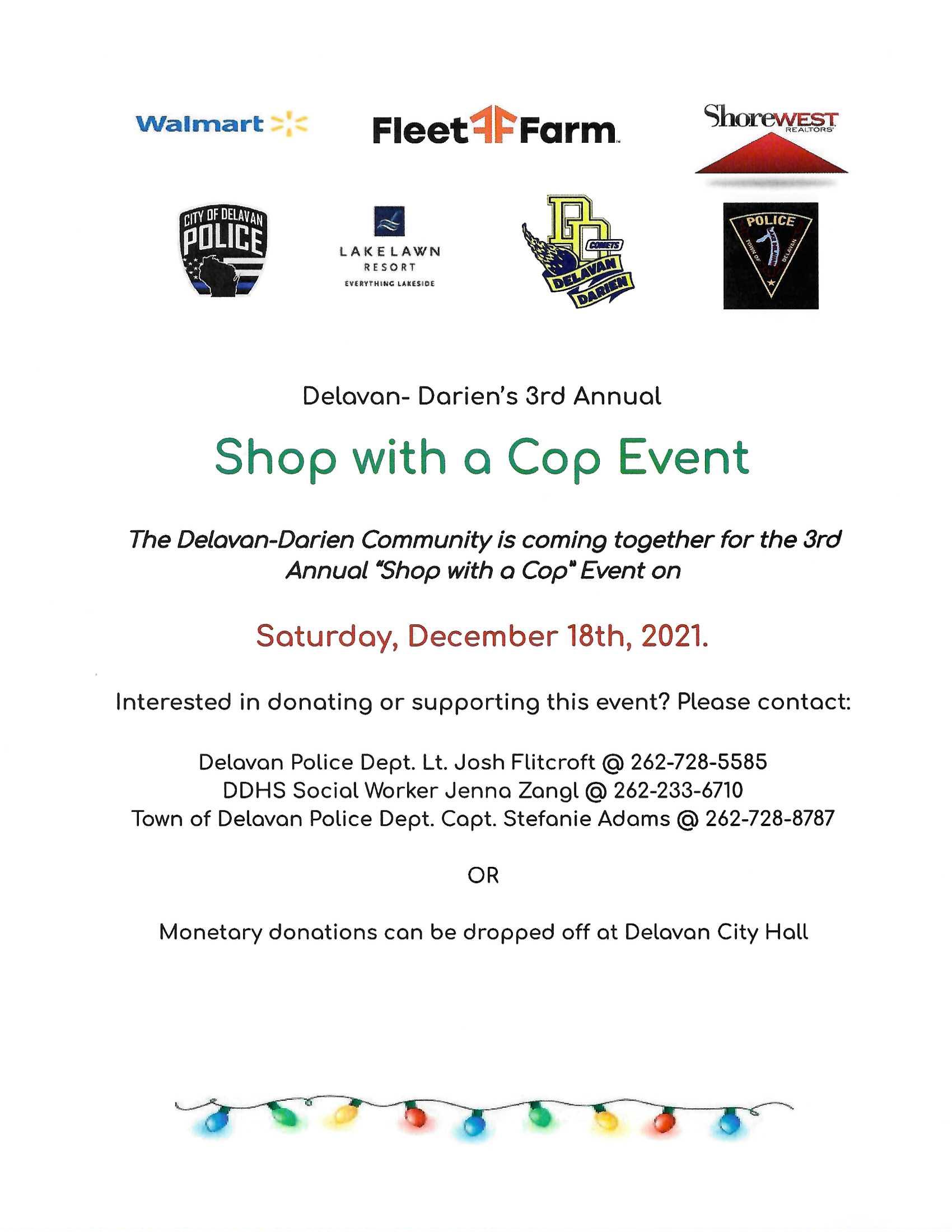 Shop With a Cop Please Consider Donating Town of Delavan